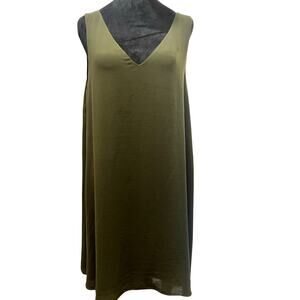 Polo Ralph Lauren Chiffon Olive Green Sleeveless Dress Size 12